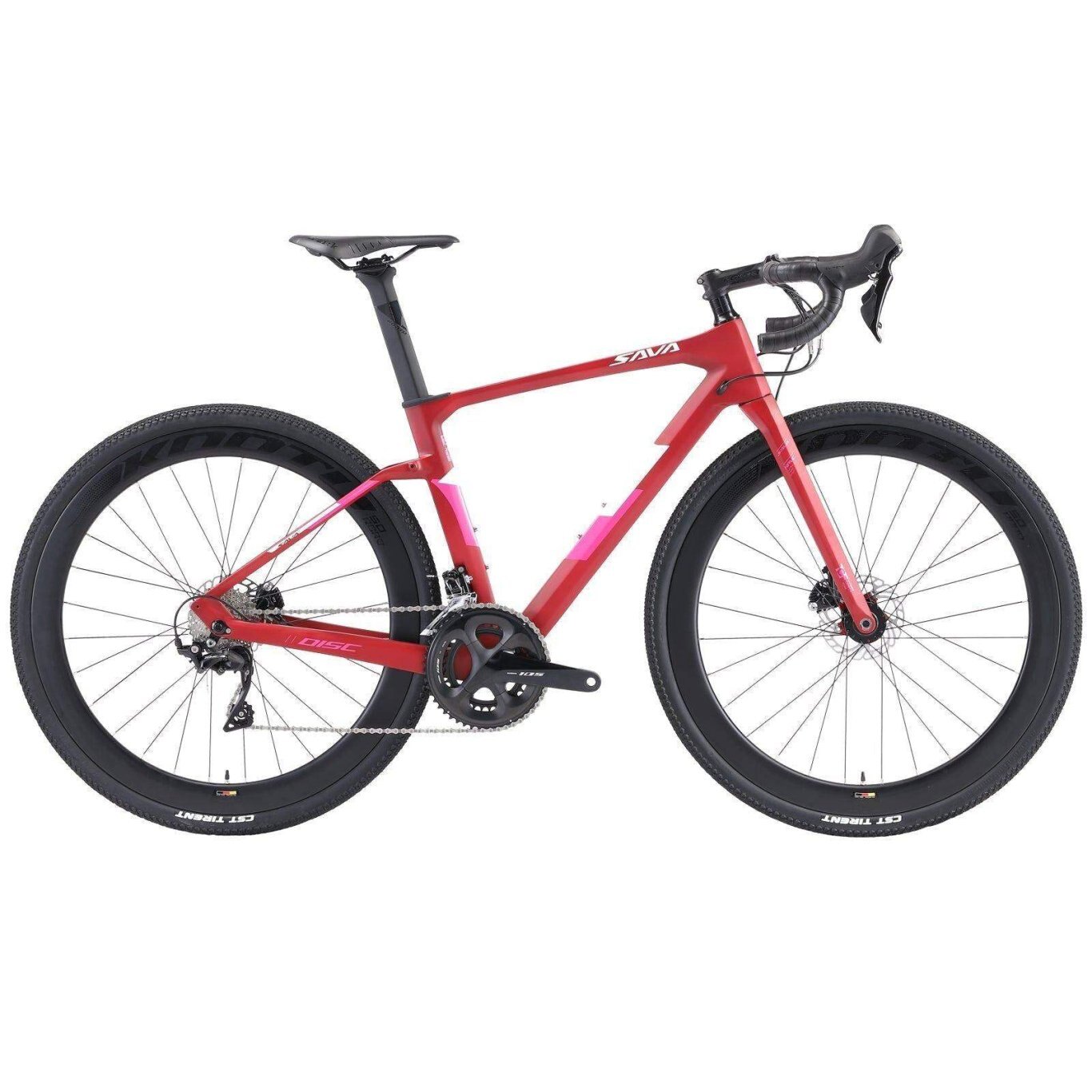 Vélo de route SAVA Trailblazer 8.0 Carbon Gravel 2023 22 vitesses / Noir Rouge