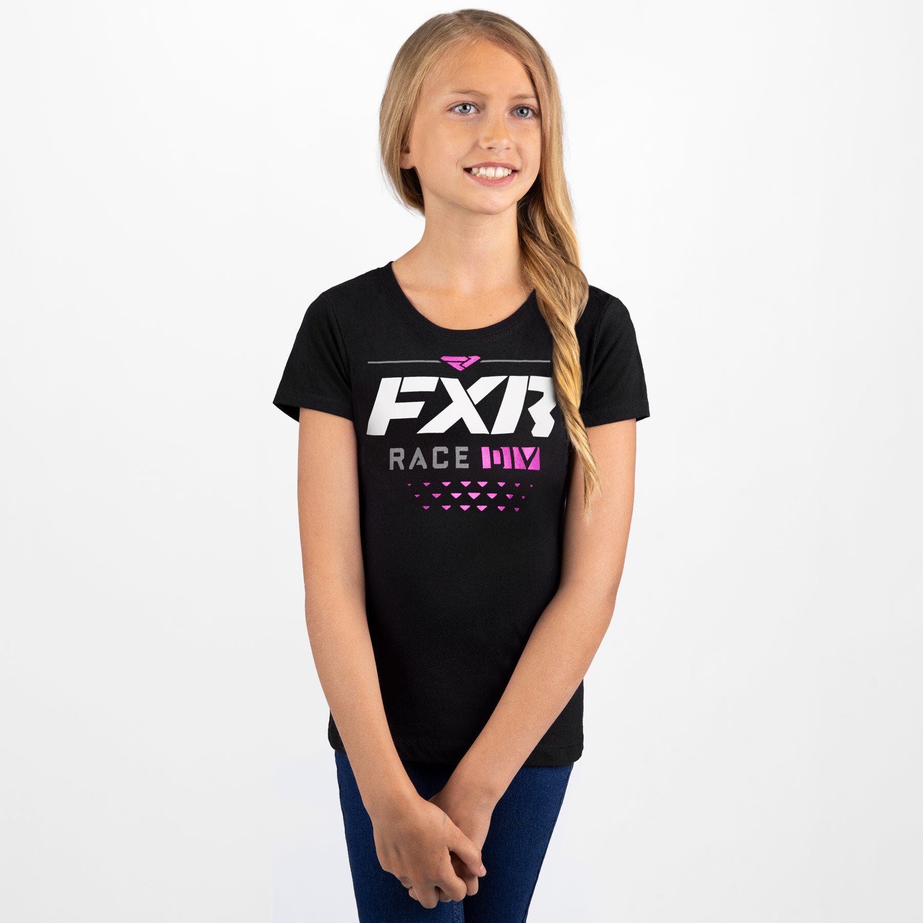 Youth Race Division T Shirt S Black/Elec Pink
