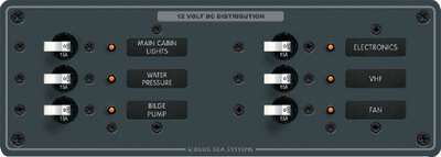 DC BRANCH 6 POSITION CIRCUIT BREAKER PANEL (BLUE SEA SYSTEMS)